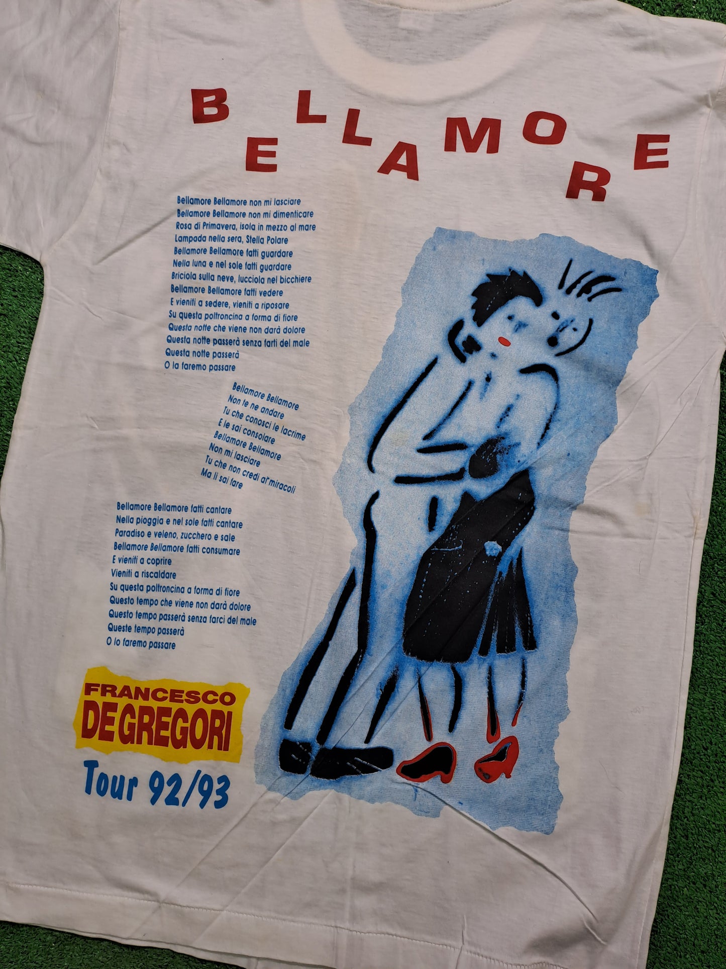 Camiseta T-shirt Francesco de Gregori Tour 92-93 Bellamore Vintage 90s