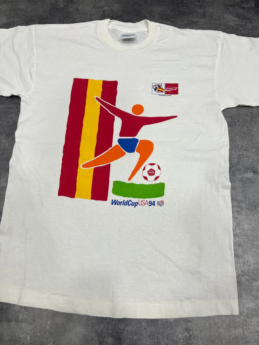 Spain USA 94 World Cup Vintage T-Shirt – Coca-Cola España 1994 – Screen Stars L