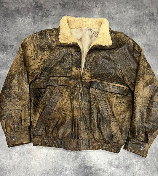 Vintage Air Force Leather Bomber Jacket – Chaqueta aviador piel vintage talla 52