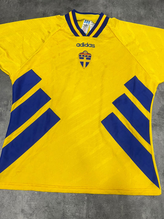 Sweden 1994-96 Adidas Original Vintage Football Shirt L – Camiseta Suecia Retro 90s Mundial USA 94