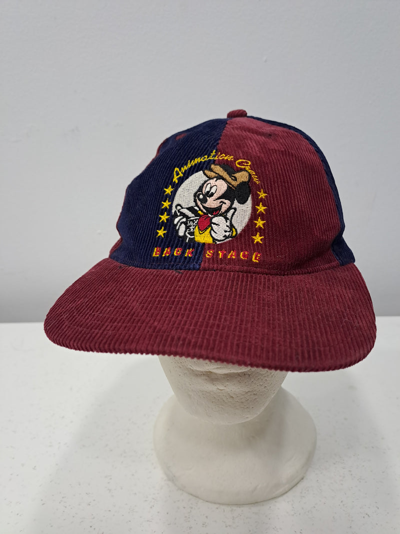 Gorra Cap Mickey Mouse Disney Corduroy Vintage 90s Animation Crew Back Stage