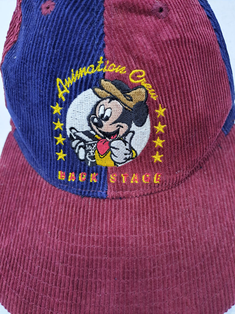 Gorra Cap Mickey Mouse Disney Corduroy Vintage 90s Animation Crew Back Stage