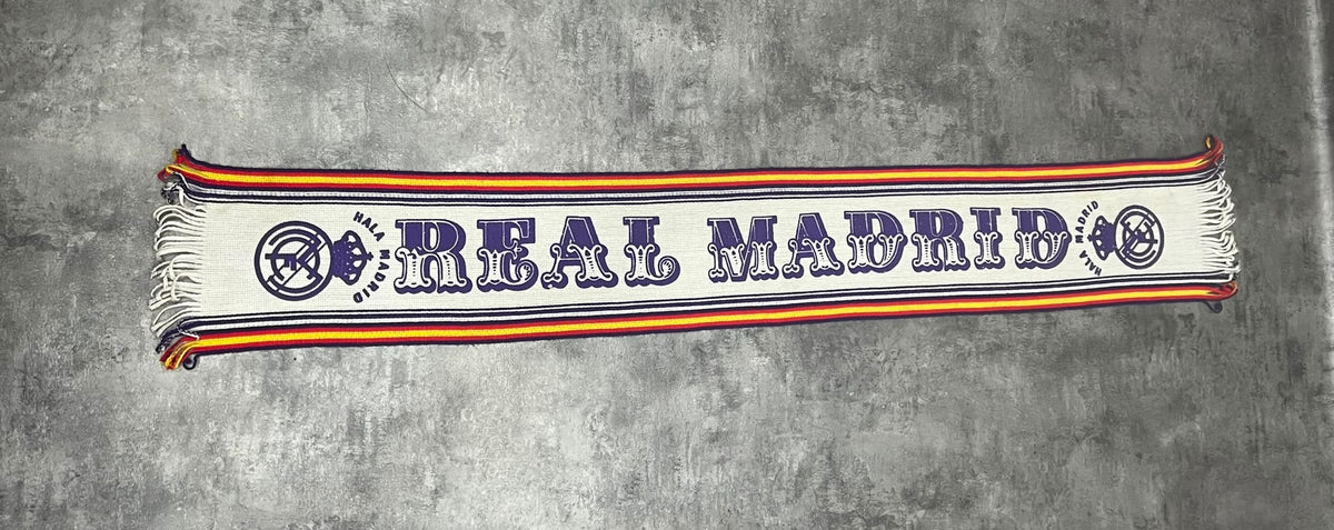 Bufanda Real Madrid Años 80 – Serigrafía Vintage Football Scarf