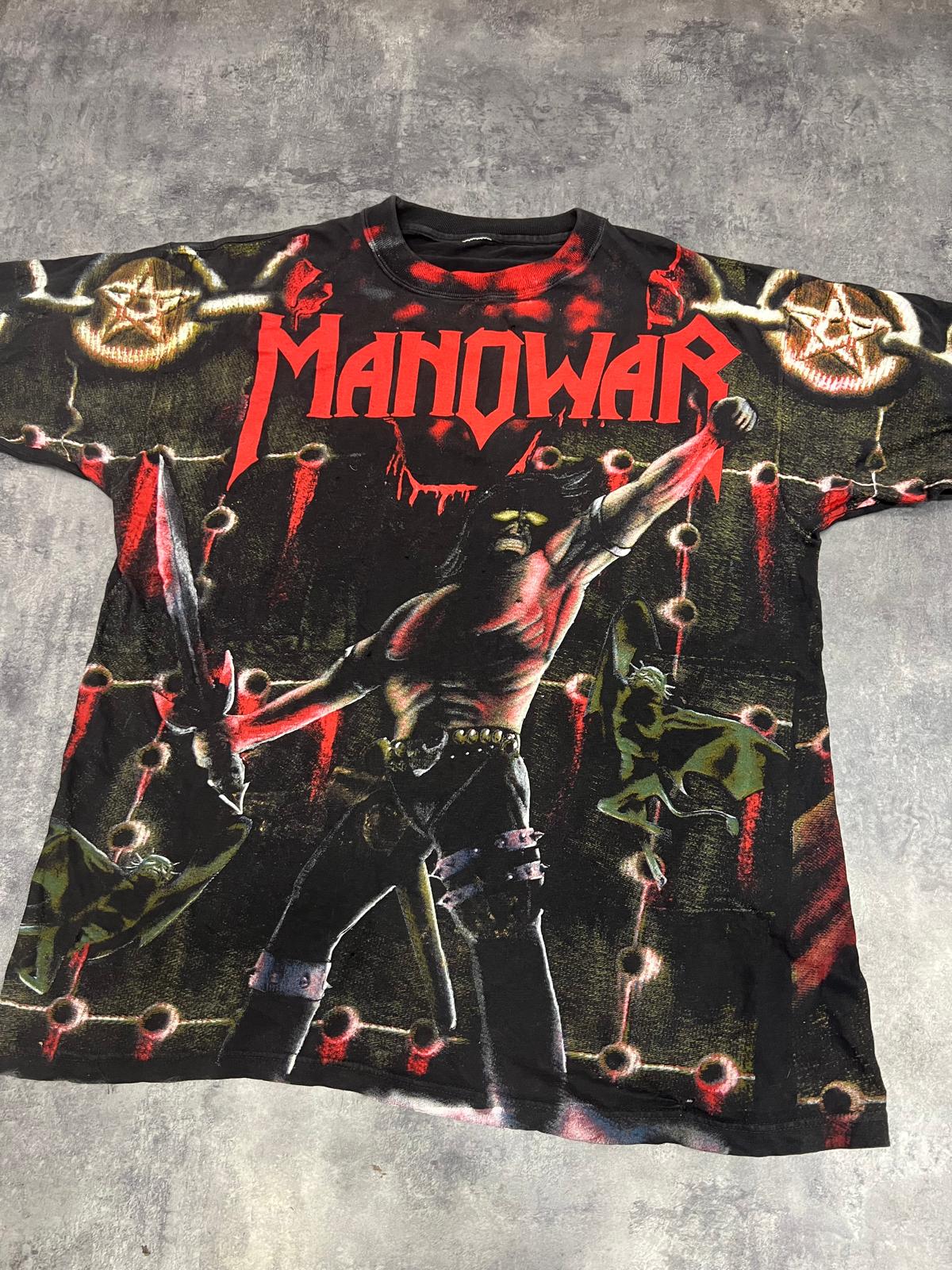 Camiseta Manowar All Over Print Vintage T-Shirt – Heavy Metal Graphic Tee
