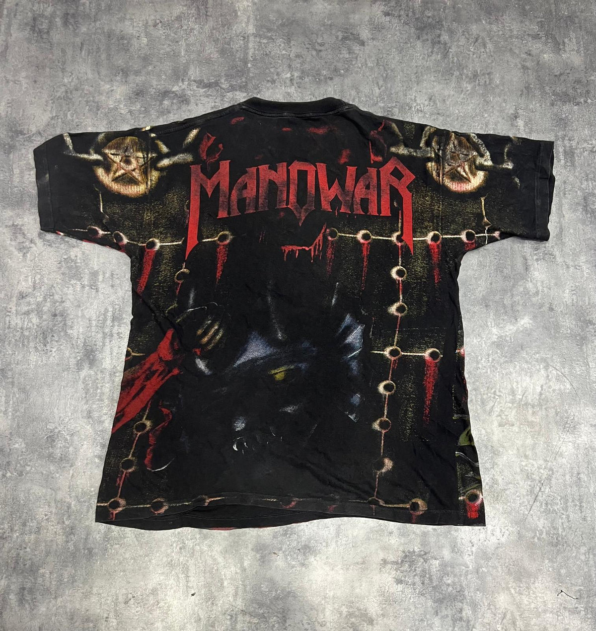 Camiseta Manowar All Over Print Vintage T-Shirt – Heavy Metal Graphic Tee