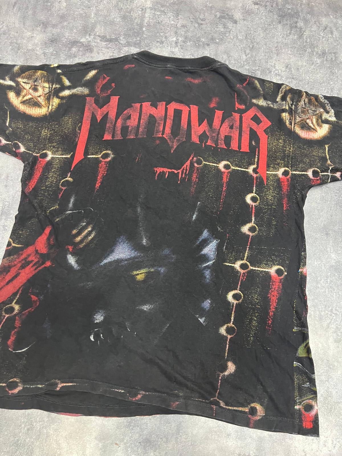Camiseta Manowar All Over Print Vintage T-Shirt – Heavy Metal Graphic Tee