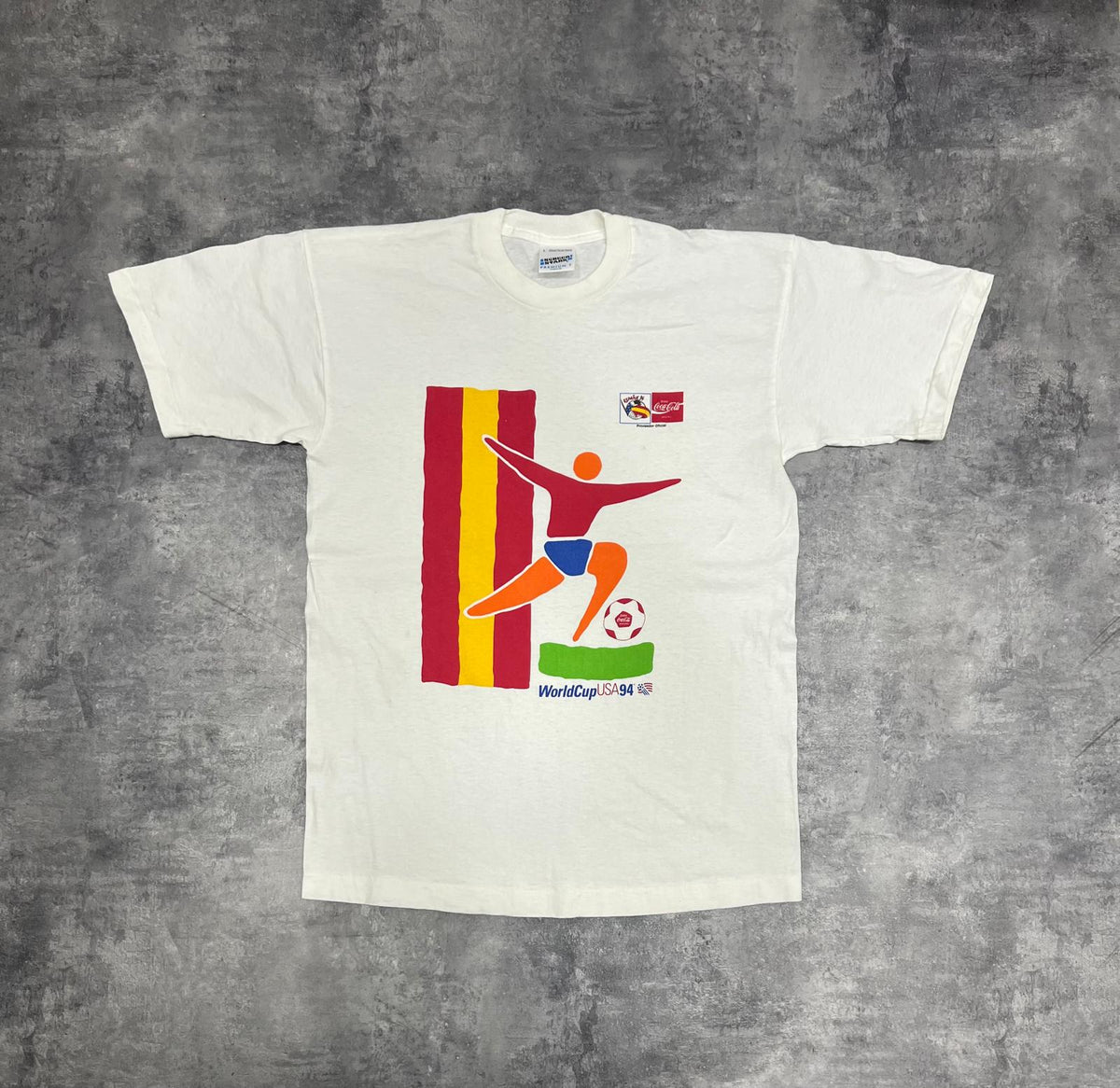Spain USA 94 World Cup Vintage T-Shirt – Coca-Cola España 1994 – Screen Stars L