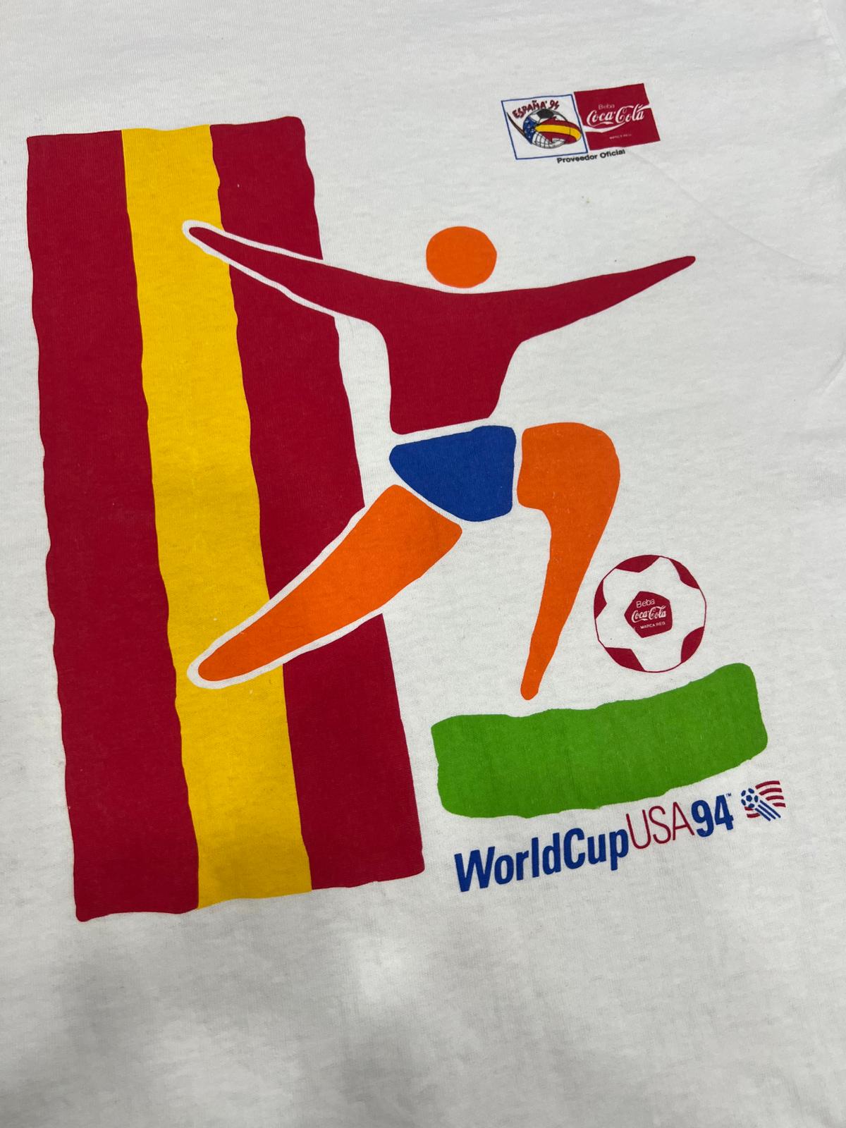 Spain USA 94 World Cup Vintage T-Shirt – Coca-Cola España 1994 – Screen Stars L