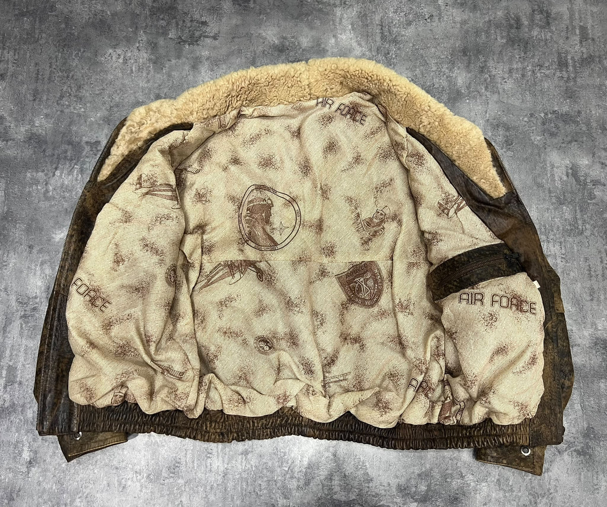 Vintage Air Force Leather Bomber Jacket – Chaqueta aviador piel vintage talla 52