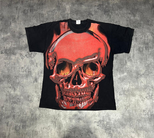 Camiseta vintage Universal Port Aventura Templo del Fuego Y2K – Skull All Over Print XL