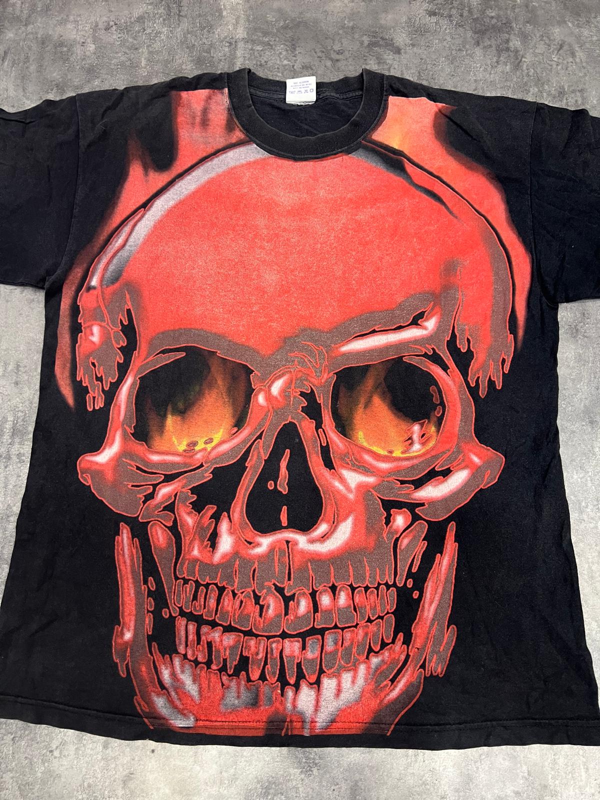 Camiseta vintage Universal Port Aventura Templo del Fuego Y2K – Skull All Over Print XL