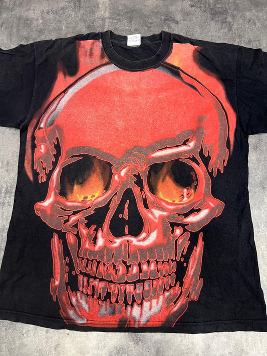 Camiseta vintage Universal Port Aventura Templo del Fuego Y2K – Skull All Over Print XL