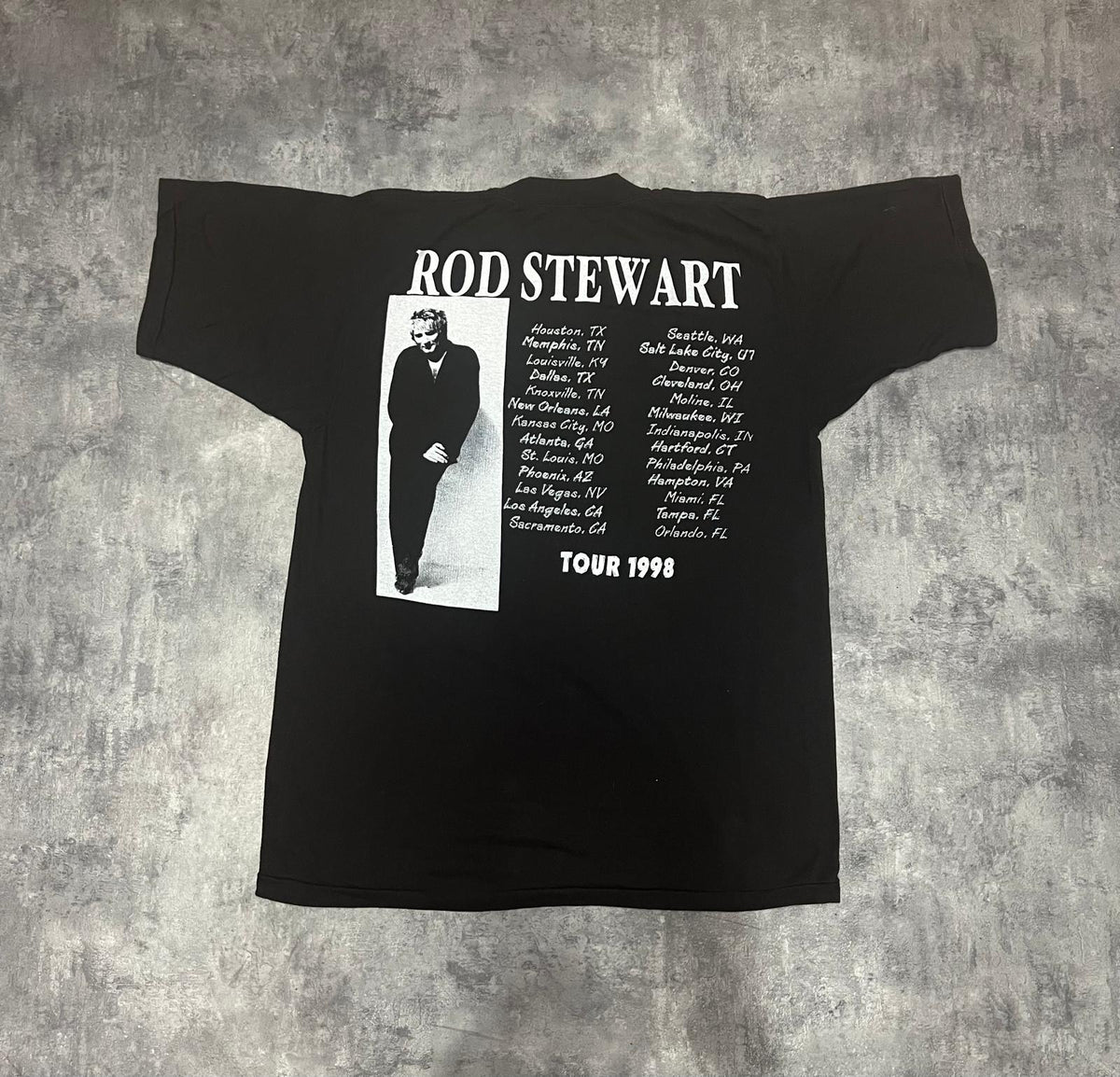 Camiseta vintage Rod Stewart Tour 1998 – Original 90s Concert Band Tee L