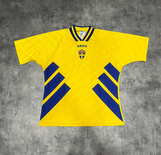 Sweden 1994-96 Adidas Original Vintage Football Shirt L – Camiseta Suecia Retro 90s Mundial USA 94