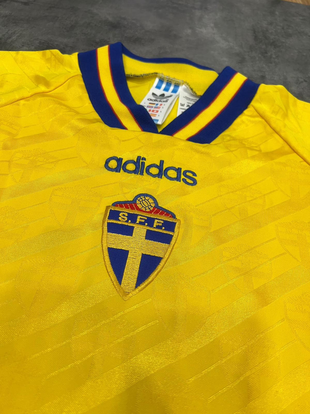 Sweden 1994-96 Adidas Original Vintage Football Shirt L – Camiseta Suecia Retro 90s Mundial USA 94