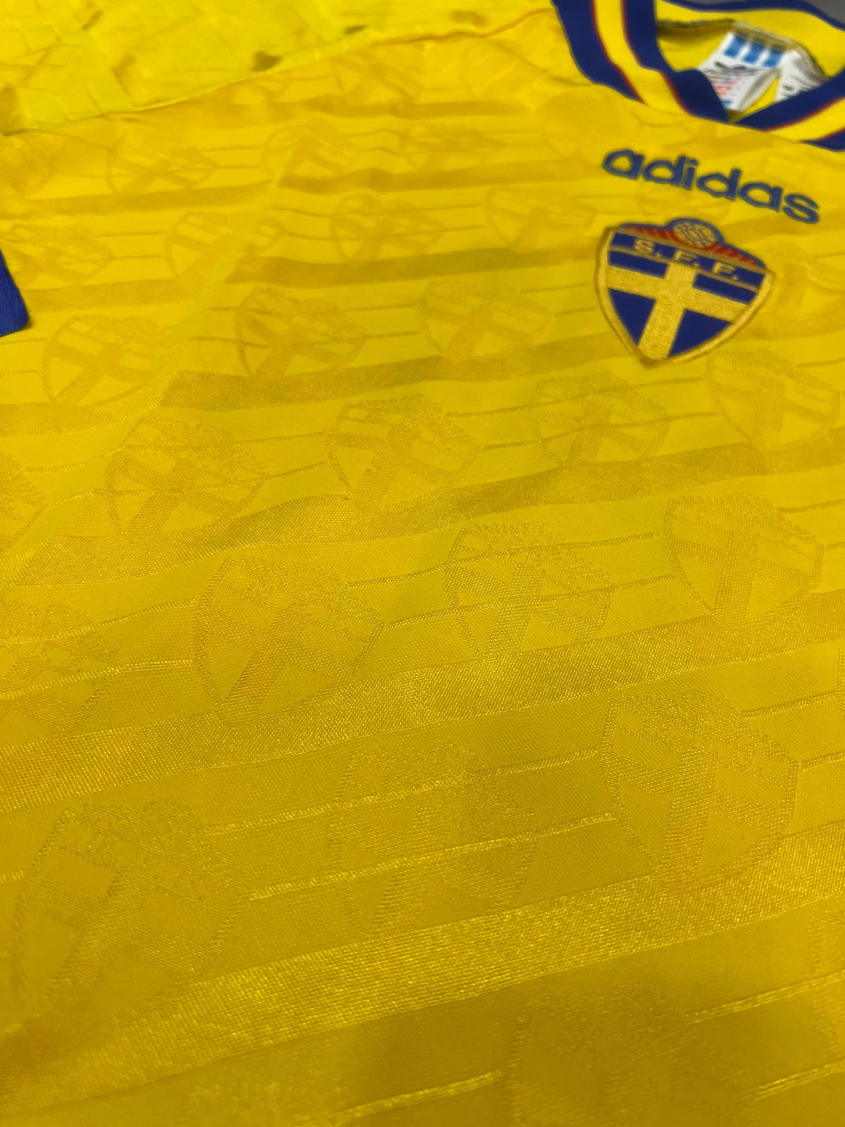 Sweden 1994-96 Adidas Original Vintage Football Shirt L – Camiseta Suecia Retro 90s Mundial USA 94